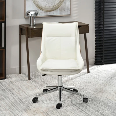 Otočná židle MAGALY - krémová / ořech / chrom