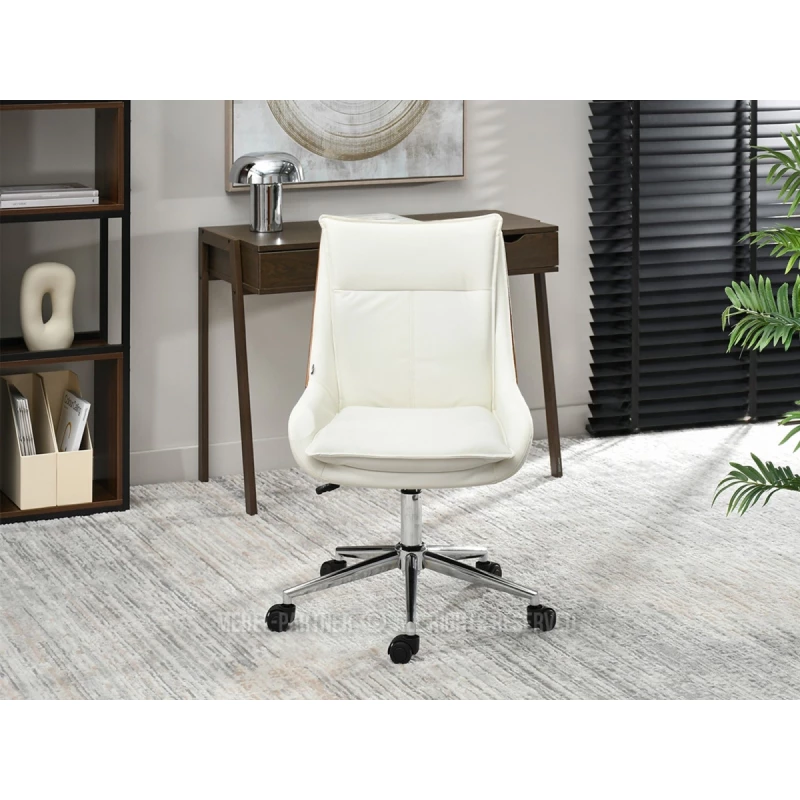 Otočná židle MAGALY - krémová / ořech / chrom