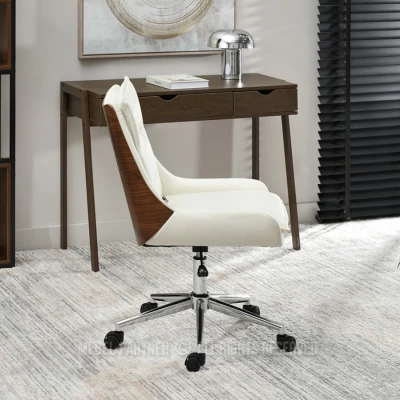 Otočná židle MAGALY - krémová / ořech / chrom