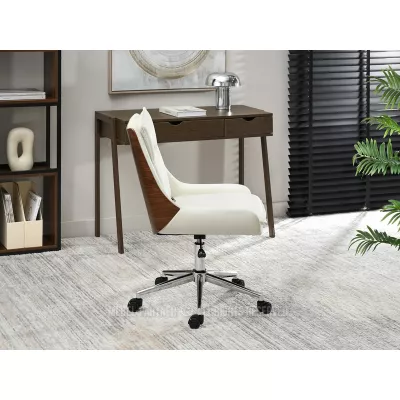 Otočná židle MAGALY - krémová / ořech / chrom