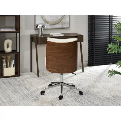 Otočná židle MAGALY - krémová / ořech / chrom