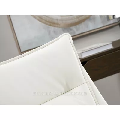 Otočná židle MAGALY - krémová / ořech / chrom