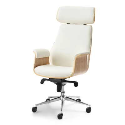 Kancelářská židle BLANDINA - krémová / dub / chrom