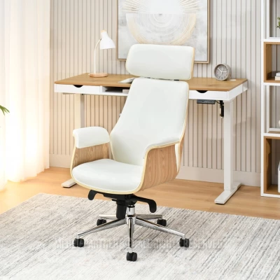 Kancelářská židle BLANDINA - krémová / dub / chrom