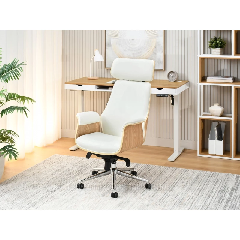 Kancelářská židle BLANDINA - krémová / dub / chrom
