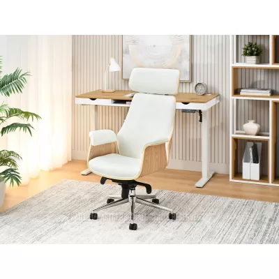 Kancelářská židle BLANDINA - krémová / dub / chrom