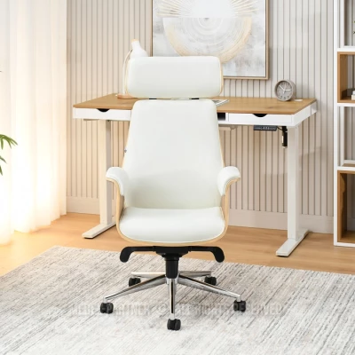 Kancelářská židle BLANDINA - krémová / dub / chrom