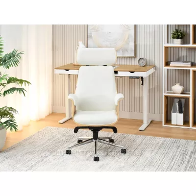 Kancelářská židle BLANDINA - krémová / dub / chrom