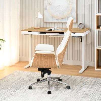 Kancelářská židle BLANDINA - krémová / dub / chrom