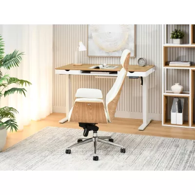 Kancelářská židle BLANDINA - krémová / dub / chrom