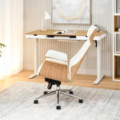 Kancelářská židle BLANDINA - krémová / dub / chrom