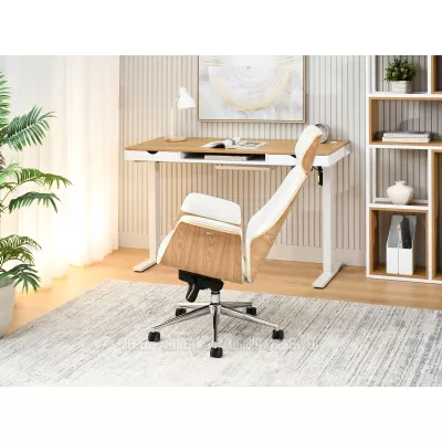 Kancelářská židle BLANDINA - krémová / dub / chrom