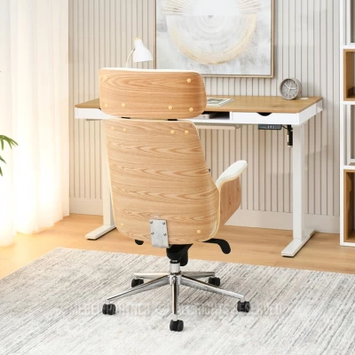 Kancelářská židle BLANDINA - krémová / dub / chrom