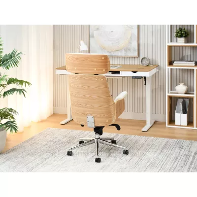 Kancelářská židle BLANDINA - krémová / dub / chrom