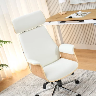 Kancelářská židle BLANDINA - krémová / dub / chrom