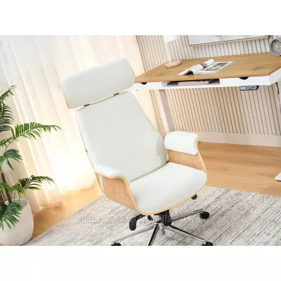 Kancelářská židle BLANDINA - krémová / dub / chrom