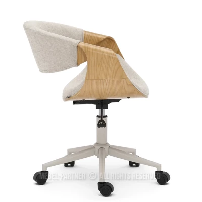 Designová otočná židle ENIGER - béžová / dub