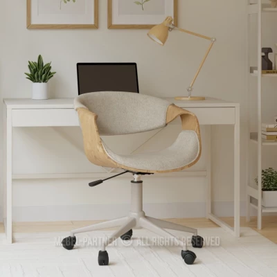 Designová otočná židle ENIGER - béžová / dub