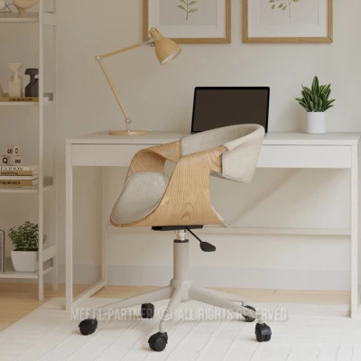 Designová otočná židle ENIGER - béžová / dub