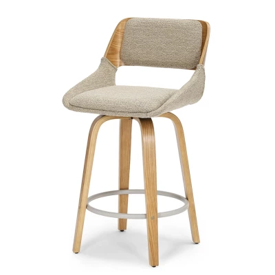 Otočná barová židle ZULFA - dub / béžová