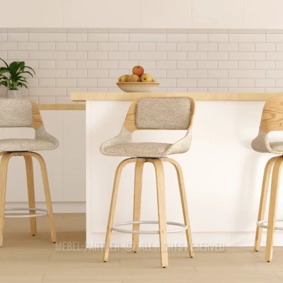 Otočná barová židle ZULFA - dub / béžová