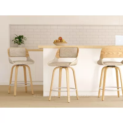 Otočná barová židle ZULFA - dub / béžová