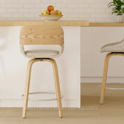 Otočná barová židle ZULFA - dub / béžová