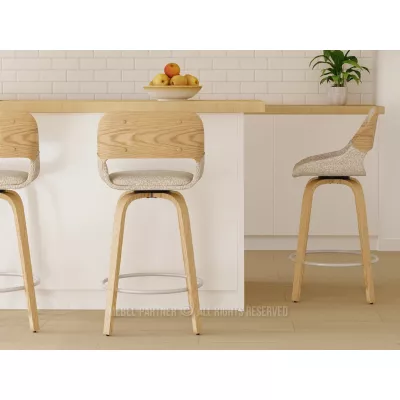 Otočná barová židle ZULFA - dub / béžová