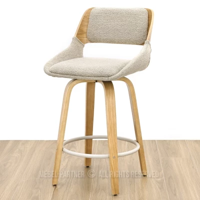 Otočná barová židle ZULFA - dub / béžová