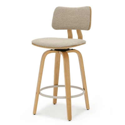 Otočná barová židle IBELINA - dub / béžová