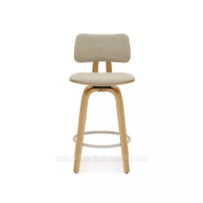 Otočná barová židle IBELINA - dub / béžová