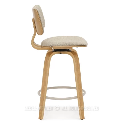 Otočná barová židle IBELINA - dub / béžová