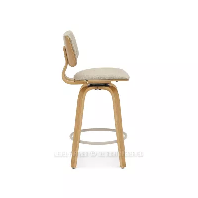 Otočná barová židle IBELINA - dub / béžová