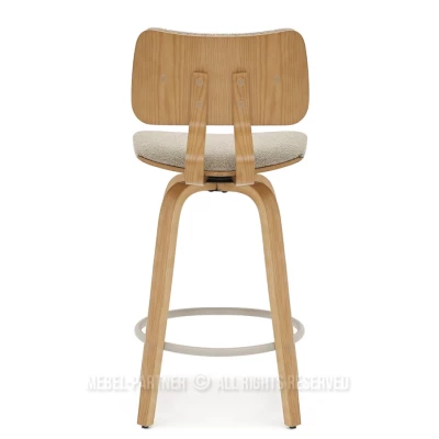 Otočná barová židle IBELINA - dub / béžová