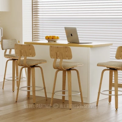 Otočná barová židle IBELINA - dub / béžová