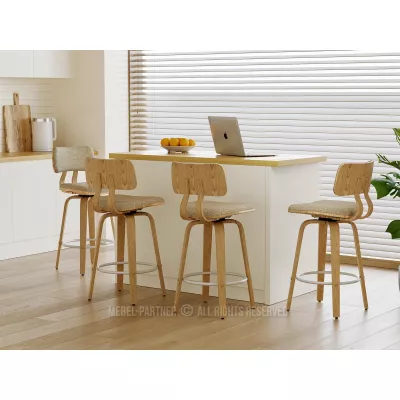 Otočná barová židle IBELINA - dub / béžová