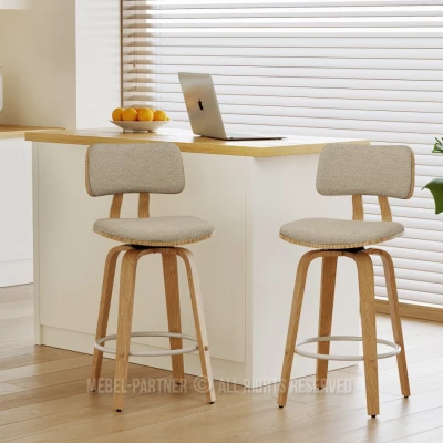 Otočná barová židle IBELINA - dub / béžová