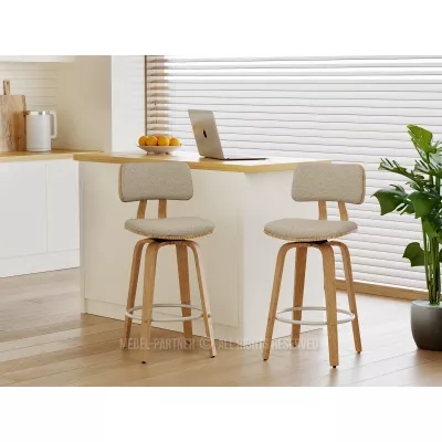 Otočná barová židle IBELINA - dub / béžová