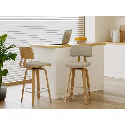 Otočná barová židle IBELINA - dub / béžová