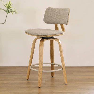 Otočná barová židle IBELINA - dub / béžová