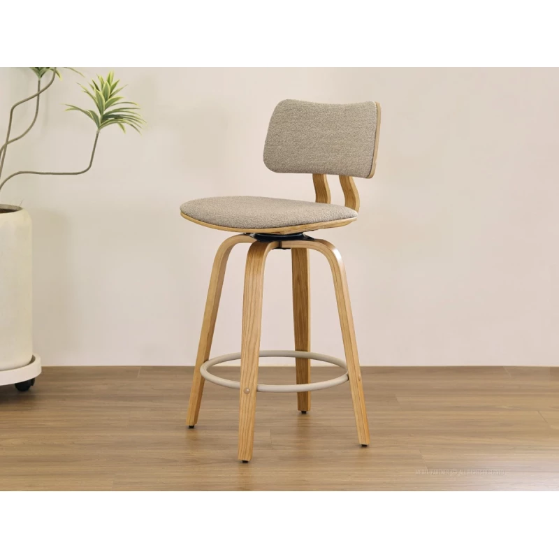 Otočná barová židle IBELINA - dub / béžová