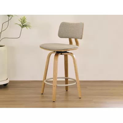 Otočná barová židle IBELINA - dub / béžová