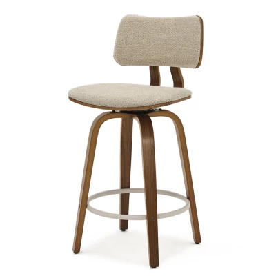 Otočná barová židle IBELINA - ořech / béžová