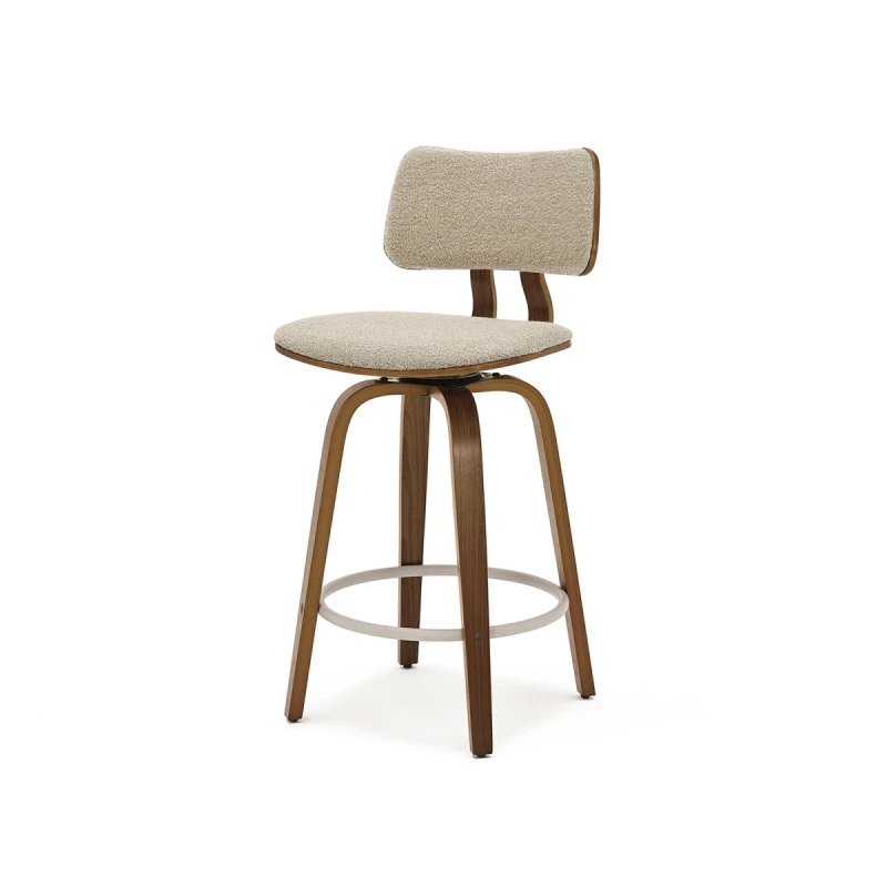 Otočná barová židle IBELINA - ořech / béžová