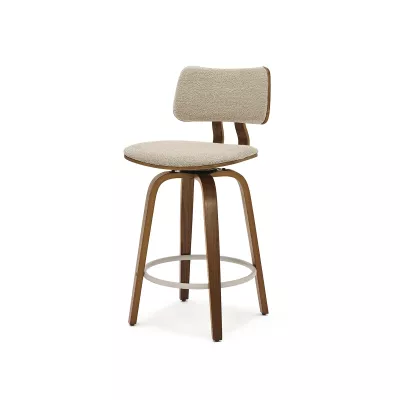 Otočná barová židle IBELINA - ořech / béžová