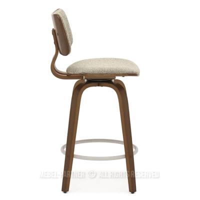 Otočná barová židle IBELINA - ořech / béžová