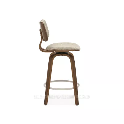 Otočná barová židle IBELINA - ořech / béžová