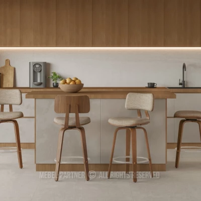 Otočná barová židle IBELINA - ořech / béžová