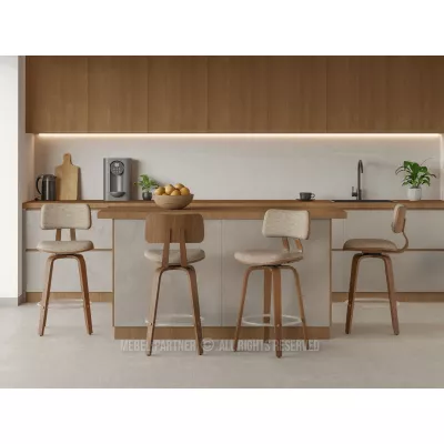 Otočná barová židle IBELINA - ořech / béžová