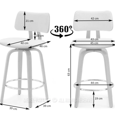 Otočná barová židle IBELINA - ořech / béžová